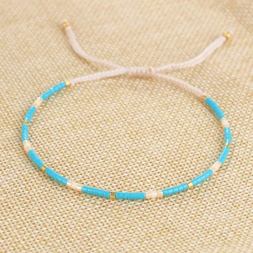 Vista 3 de KELITCH - Pulsera de cuentas de cristal de color bohemio, hecha a mano, joyas de la amistad para el verano