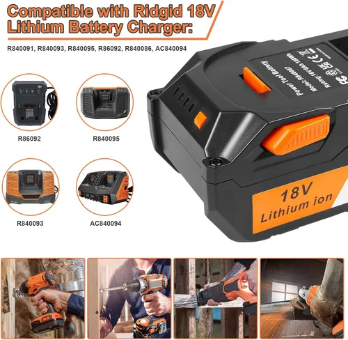 Vista 2 de Fancy Buying Paquete de 2 6.0Ah de repuesto para batería Ridgid 18V R840083 R840084 R840085 R840086 R840087 R840095 R86092 AC840087P Taladro