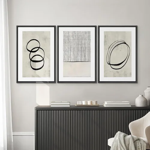 Vista 589 de SIGNWIN Lienzo enmarcado para pared, juego de arte neutro de bosque brumoso, ilustraciones en tono tierra, arte moderno, decorativo, bohemio