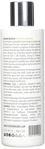 Vista 2 de Kashmir Keratin Champú enriquecido sin sulfato sin parabenos para todo tipo de cabello NUEVA PRESENTACIÓN (8 Fl. Oz)