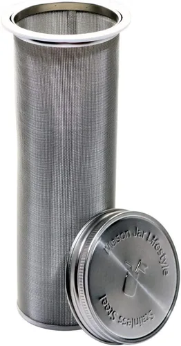 Vista 3 de Filtro de acero inoxidable para café y té de 16 onzas para tarros Mason con tapa y 2 sellos de silicona (sin tarro)