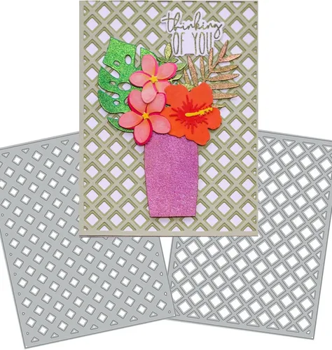 Vista 9 de Troqueles de corte para hacer tarjetas de papel, paquete de 2 fondos, marco, plantillas de metal, herramienta de álbumes de recortes, manualidades