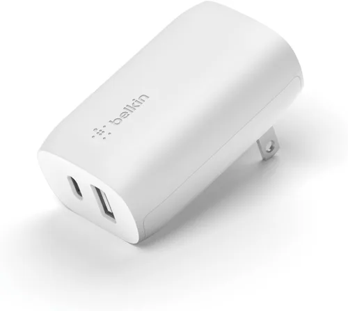 Vista 7 de Belkin Bloque de carga USB C de 37 W - Puerto USB-C de 25 W + puerto USB-A de 12 W para carga PPS Apple iPhone 17, Air, Pro, Pro Max, AirPods