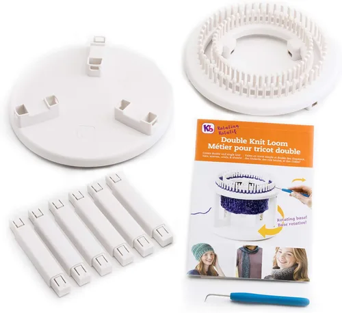 Vista 3 de Telar doble Authentic Knitting Board, giratorio y blanco
