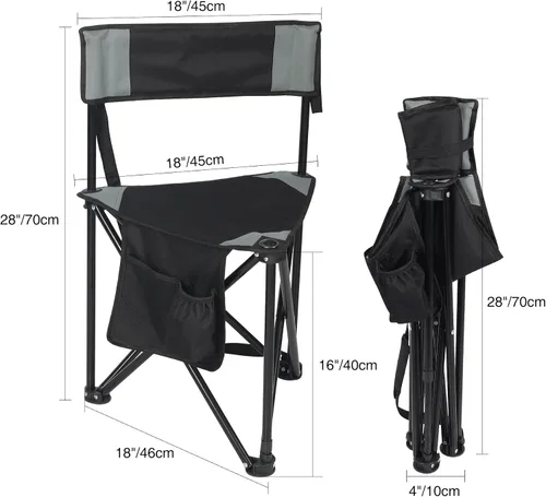 Vista 3 de REDCAMP Paquete de 2 Sillas de Camping con Trípode Plegables Ligeras, Asiento de Taburete Trípode Portátil de 3 Patas con Respaldo, Silla de Golf