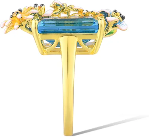 Vista 3 de Santuzza Anillo de plata de ley 925 con flores esmaltadas para mujer