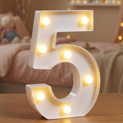 Vista 28 de Números de marquesina LED, números iluminados 2025 para fiestas, letras pequeñas iluminadas, número iluminado a pilas para cumpleaños o decoración