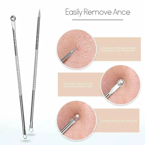 Vista 3 de Kit de herramientas para reventar espinillas, kit de 9 piezas de extractor de espinillas para eliminación rápida y fácil de espinillas, puntos