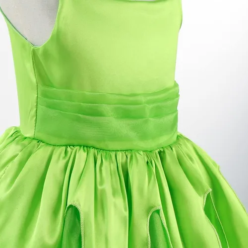 Vista 7 de Disfraz de hada de flores, conjunto de disfraz de princesa para niñas, Tinker Bell ropa para Halloween, disfraz de cosplay con ala, verde