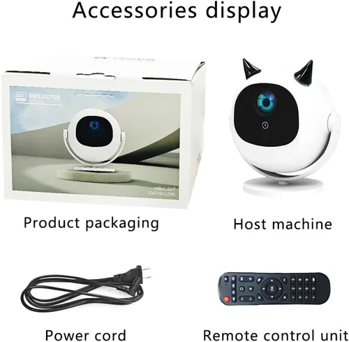 Vista 7 de Mini proyector con WiFi y Bluetooth, proyector de películas portátil con rotación de 180°, compatible con Full HD 1080p, Keystone vertical