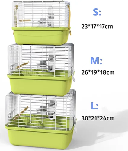 Vista 6 de Jaula portátil de viaje para pájaros – Transportador de alambre de visión completa de 360° con alimentador y taza de agua para cacatúas, periquitos