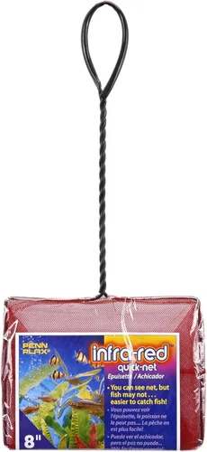Vista 10 de Penn-Plax Quick-Net Aquarium Fish Net - Fine Mesh, Vinyl-Covered Braided Handle - Small Aquarium Cleaning Tool for Gentle Fish Handling - Use in