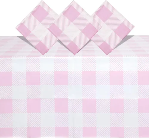 Vista 29 de Paquete de 3 manteles florales de plástico para suministros de fiesta de primer cumpleaños de bebé niña (54 x 108 pulgadas)