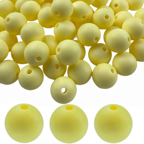 Vista 20 de Abalorios de silicona, 120 piezas de 6 mm abalorios redondos de silicona para hacer llaveros, pulseras, collares, aretes, joyas, manualidades DIY