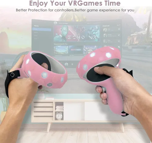 Vista 2 de JYMEGOVR for Oculus Quest 2 Controller Silicone Cover, Protective Accessories for Meta VR Grips with 2 Silicone Button Covers, Multi Colors Soft