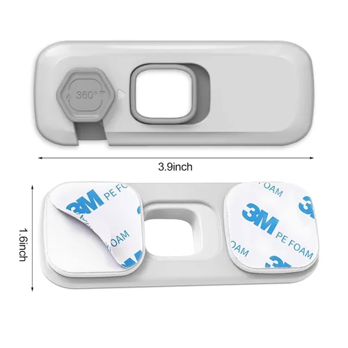 Vista 2 de 5 cerraduras de seguridad para refrigerador para niños. Pestillos autoadhesivos protectores. Cerradura a prueba de pellizcos para niños pequeños