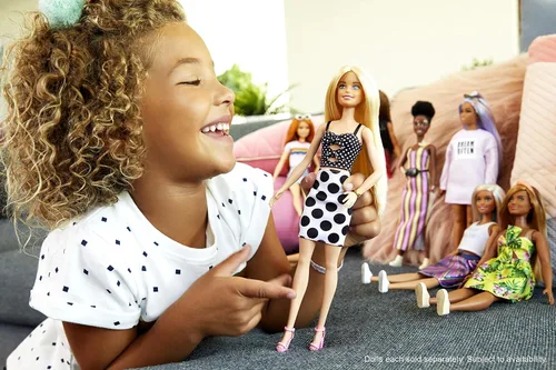 Vista 2 de Muñeca Barbie Fashionistas con cabello largo rubio - Vestido de lunares