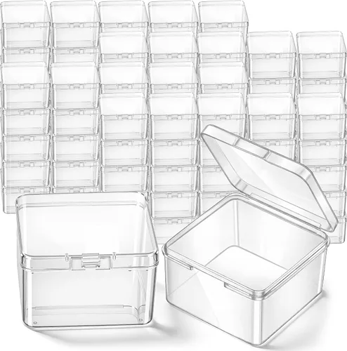 Vista 9 de SATINIOR 100 Piezas Cajas de Almacenamiento de Perlas de Plástico Transparente Cajas Pequeñas Claras con Tapa con Bisagras Estuche de Plástico
