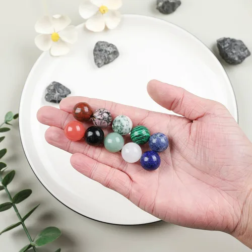 Vista 4 de Juego de 10 piedras curativas en forma de cristales naturales, palma de cristal de 0.8 pulgadas, piedras naturales pulidas, juego de bolsillo
