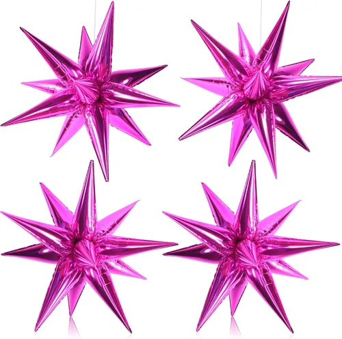 Vista 10 de Globos de papel de aluminio con forma de cono de estrella en explosión, negro, 20 pulgadas, para decoraciones de cumpleaños y graduaciones 2022, 50