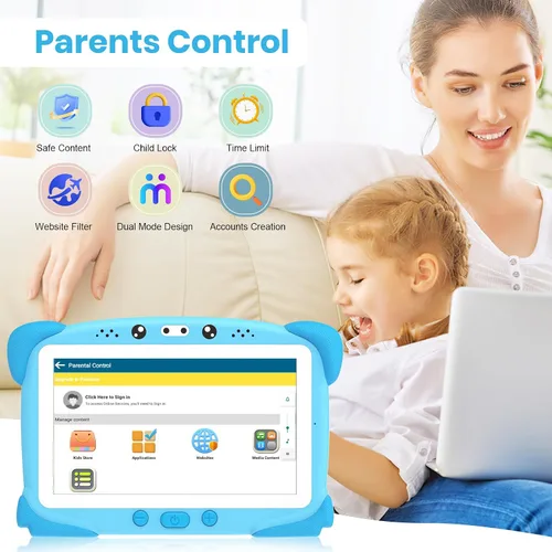 Vista 2 de Tableta infantil de 7 pulgadas para niños, tableta de 32 GB para niños pequeños con funda a prueba de golpes, Bluetooth, WiFi, Google, Netflix
