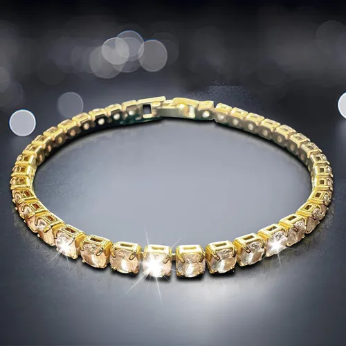 Vista 9 de Pulseras de oro para mujer - 4 piezas/3 piezas, juego de pulseras de tenis de 18K de oro chapado, elegantes pulseras de oro no manchadas de acero