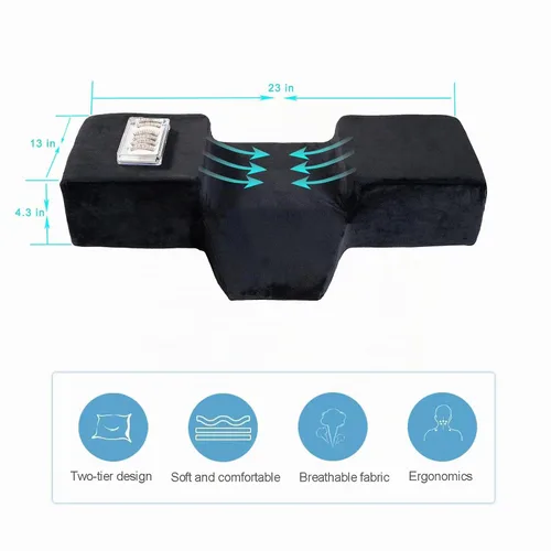 Vista 2 de Almohada de extensión de pestañas para salón de belleza de espuma viscoelástica con funda de terciopelo Almohada ergonómica de curva mejorada