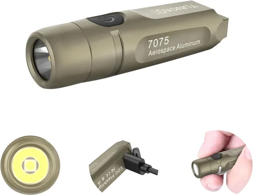 Vista 10 de Linterna recargable S15 con llavero 2 unidades, 650 lúmenes súper brillante EDC mini luz LED, luz de bolsillo portátil para emergencias, senderismo