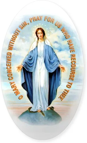 Vista 11 de CafePress - Adhesivo ovalado para parachoques de coche del Sagrado Corazón Inmaculado de María