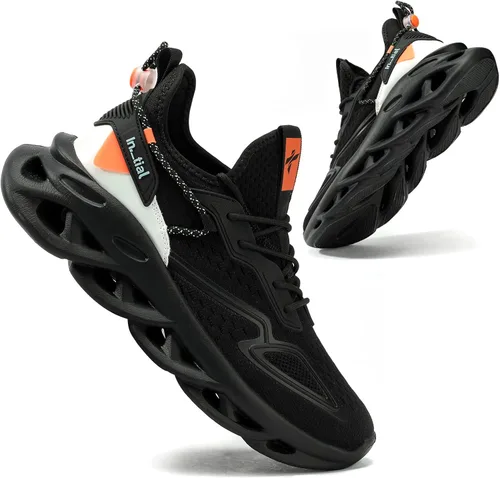 Vista 2 de SPOSENS Zapatos para caminar para hombre, zapatos de tenis ligeros, zapatos para correr para hombre, zapatos casuales sin cordones para gimnasio