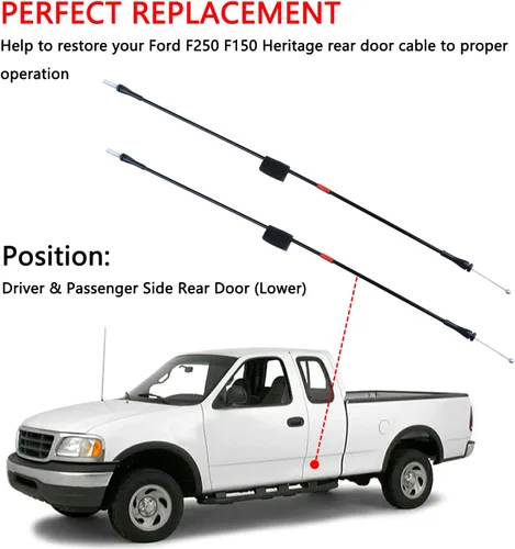Vista 2 de Cable de pestillo inferior de la puerta trasera lado izquierdo y derecho compatible con Ford F150 2004 F150 Heritage 1997-1999 F250 Cables