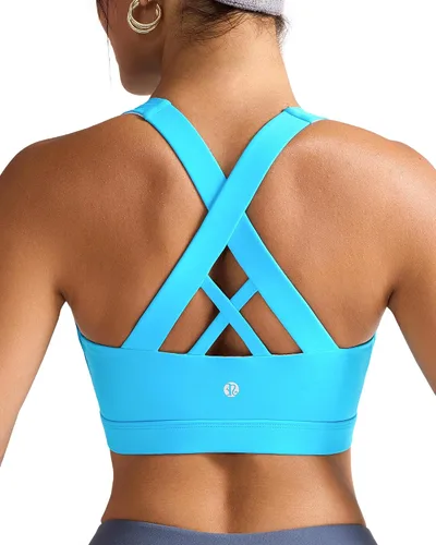 Vista 49 de RUNNING GIRL - Sujetadores deportivos para mujer, sujetadores deportivos con tiras acolchadas y espalda cruzada de apoyo medio con copas extraíbles