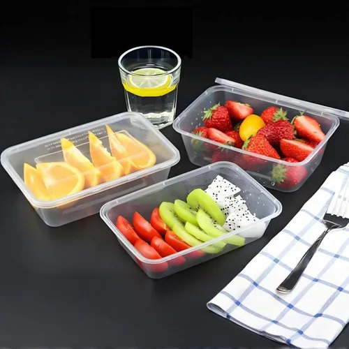 Vista 4 de Tosnail Paquete de 50 recipientes de plástico para almacenamiento de alimentos de 25 onzas con tapas, recipientes para preparación de comidas