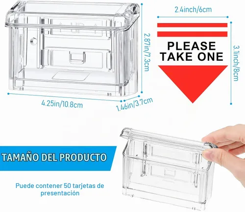 Vista 3 de Crtiin Tarjetero acrílico transparente impermeable para tarjetas de visita para exteriores, soporte de pared para automóvil con calcomanía Take One