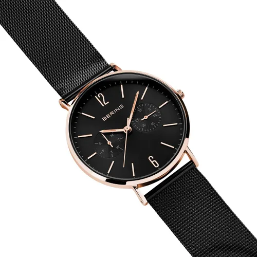 Vista 3 de BERING Reloj analógico unisex de la colección clásica de cuarzo con correa de acero inoxidable y cristal de zafiro