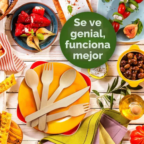Vista 9 de Weemium Juego de cubiertos de madera desechables – 300 unidades (100 tenedores, 100 cuchillos, 100 cucharas) – Embalaje sin plástico – Cubiertos