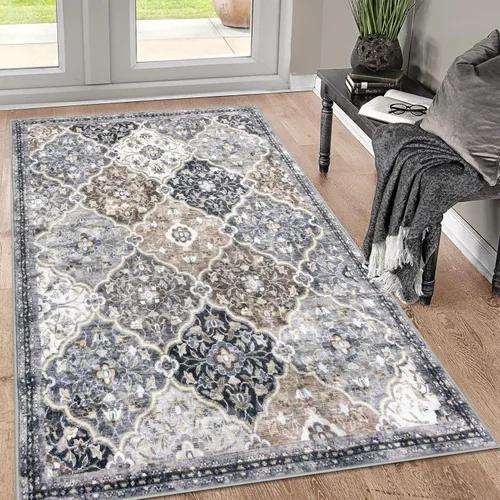 Vista 57 de KILOCOCO Alfombra marroquí pequeña, de 2 x 3 pies, color negro/dorado, súper suave, lavable, para interiores, vintage, lavable, antideslizante