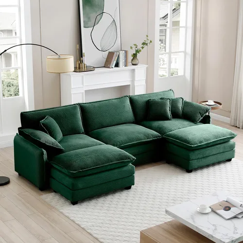 Vista 84 de Sofá Loveseat Grande en Beige y Blanco de 194.8 cm, Sofás Seccionales de 2 Plazas Grandes para Sala de Estar, Sofá Seccional Modular de Tela