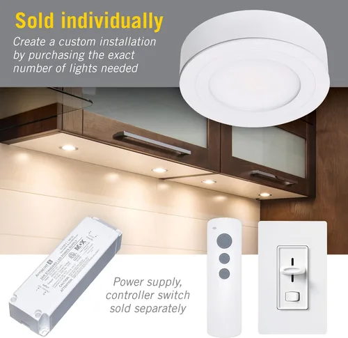 Vista 5 de Armacost Lighting 223412 Purevue 4000K luz LED en forma de disco con acabado blanco, blanco brillante