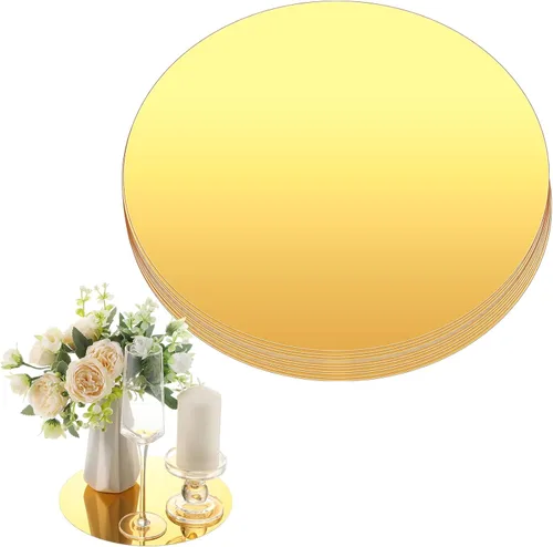 Vista 13 de Thyle 12 Piezas de Espejos Redondos de Acrílico de 10 Pulgadas para Centros de Mesa, Espejos Circulares para Velas, Placas para Pared, Centros