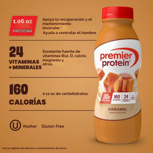 Vista 2 de Premier Protein Batido alto en proteínas de 1.06 oz, caramelo, 1 paquete