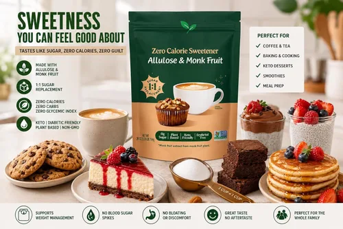 Vista 4 de Allulose Monk Fruit Edulcorante sin eritritol – Sustituto de azúcar granulado sin calorías de 28 onzas – Reemplazo de azúcar 1:1 para hornear, café