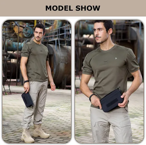 Vista 3 de SunForMorning Cartera táctica para tarjetas de identificación, cartera militar con bolsillo para monedas (1 parche incluido), Negro -, Cartera