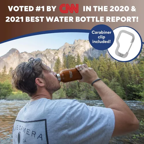 Vista 2 de Botella de agua saludable y humana, sin BPA, para deportes, viajes, de acero inoxidable, aislada