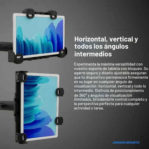 Vista 4 de ARKON Mounts - Soporte para tableta con bloqueo de montacargas con brazo de eje de 8.5 pulgadas, flexibilidad ajustable, instalación sin esfuerzo