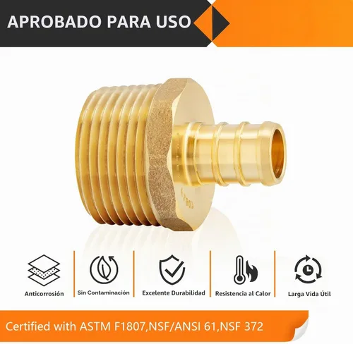 Vista 5 de 2 accesorios HeSun PEX, adaptador NPT macho de 3/4 pulgadas de crimpado x 1