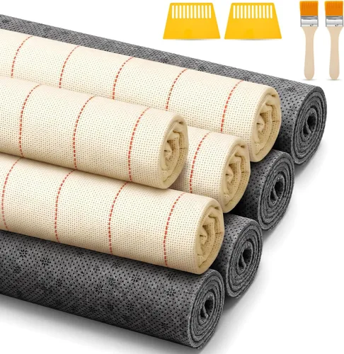 Vista 7 de Tudomro 4 piezas de 79 x 118 pulgadas extra grandes de tela para alfombras y tela antideslizante para hacer manualidades de alfombras, contiene