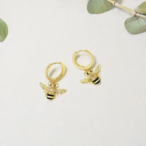 Vista 3 de PELOVNY Aretes colgantes de plata esterlina, hipoalergénicos, ágata musgo, piedra lunar, abeja, mariposa, delfín, pavo real, fénix, joyería