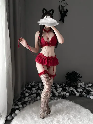 Vista 7 de Lencería sexy para mujeres para sexo anime criada Cosplay trajes liguero cinturón Babydoll conjunto de lencería