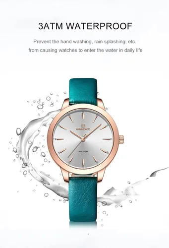 Vista 9 de NAVIFORCE Reloj analógico de cuarzo para mujer casual impermeable reloj de pulsera correa de cuero simple